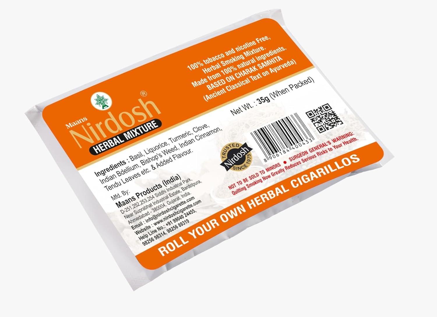 Nirdosh Mango Flavour Herbal Raw Mixture 35g | 100% Tobacco & Nicotine Free | Ayurvedic Blend.