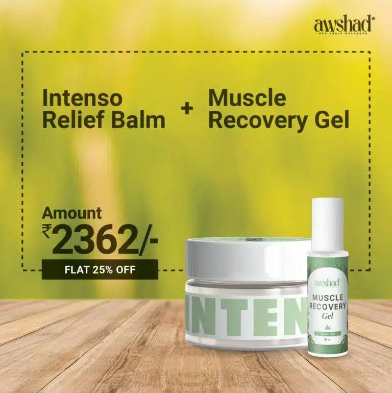 Awshad muscle recovery gel + Intenso Relief balm at 25% offTopical CBDAwshad Gel & Balm 25% Off - CBD Muscle Recovery