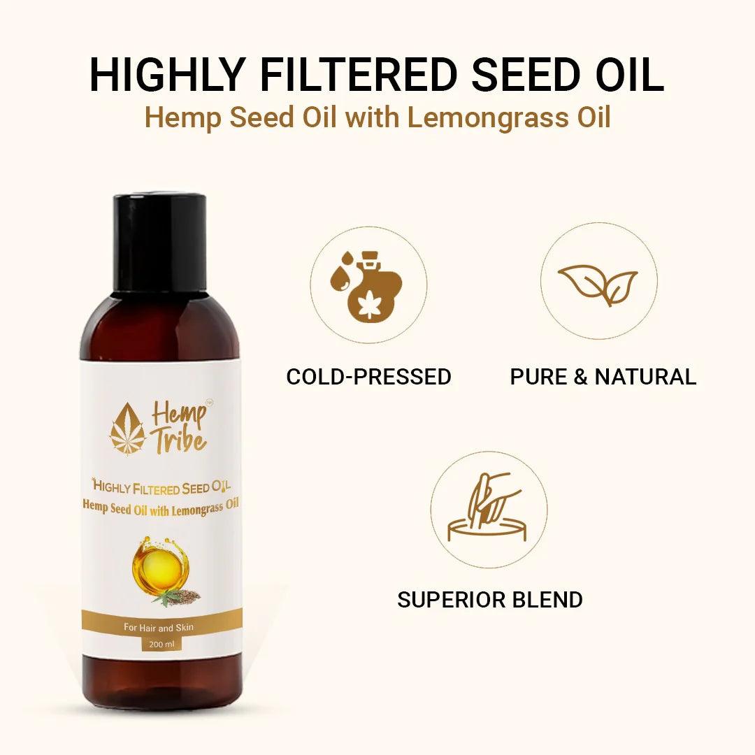 Hemp Tribe- Highly filtered seed oilHemp Seed OilHemp Tribe Oil - Hemp Seed Oil with Lemongrass | Nourishing Blend