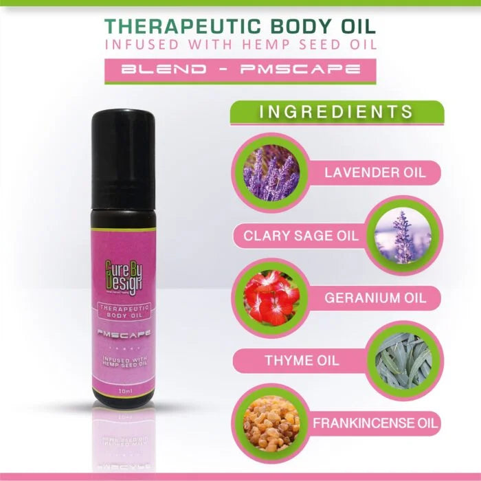 Cure By Design PMScape Roll-On 10ml – PMS Relief, Hormonal Balance & Aromatherapy Oil.