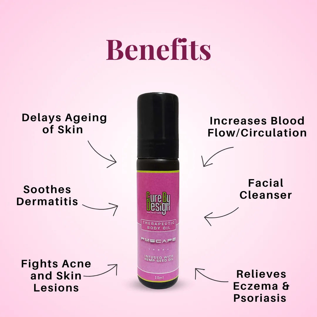 Cure By Design PMScape Roll-On 10ml – PMS Relief, Hormonal Balance & Aromatherapy Oil