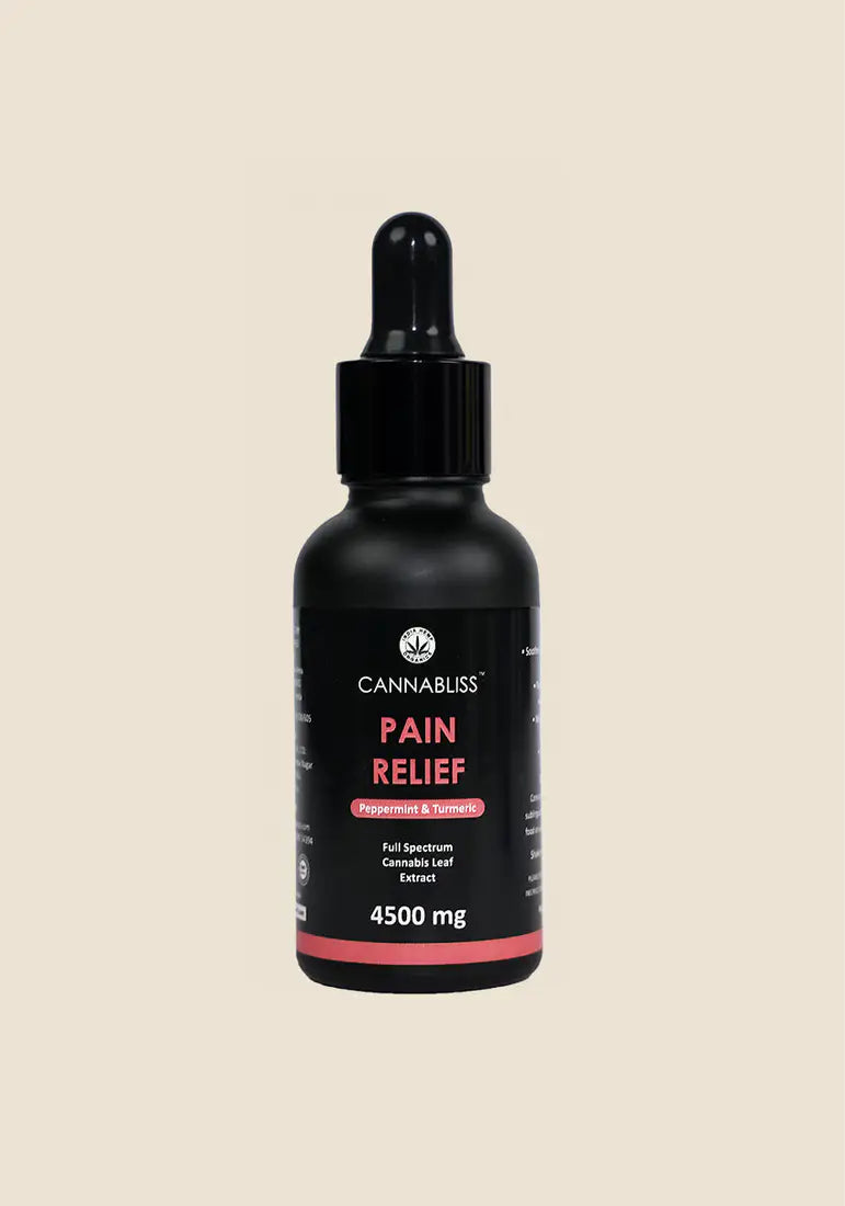 Cannabliss Pain Relief – Extra-Strength THC rich Oil – 1500mg/4500mg (Natural Flavour).