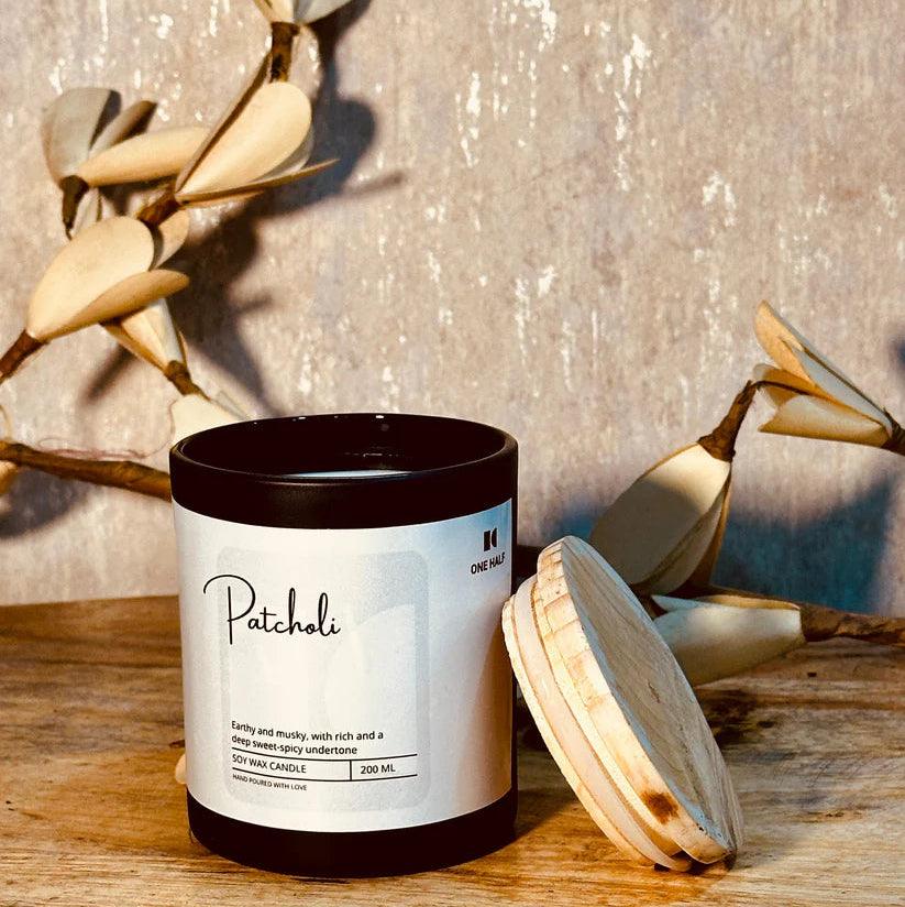 One Half - Herbal Apothecary  Patchouli - Earthy & EnchantingHemp CandlesPatchouli Herbal Fragrance - Earthy & Enchanting | Woody, Musk, Spice