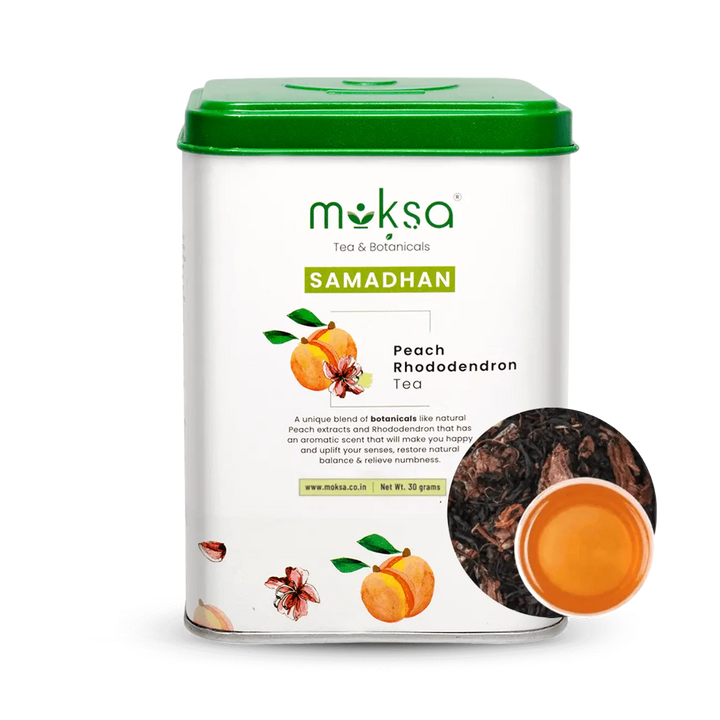 Moksa Peach Rhododendron Tea – 15 Biodegradable Pyramid Teabags – 30 Gm.