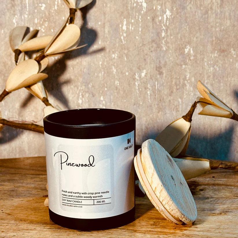 One Half - Herbal Apothecary  Pinewood - Refreshing & GroundingHemp CandlesHerbal Apothecary Pinewood Candle - Refresh & Ground