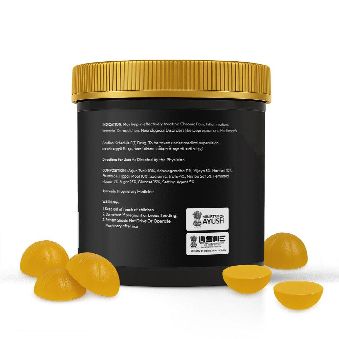 Polyherbs CHILL Golden Super Strong CBD THC Gummies 250mg Per Gummy.