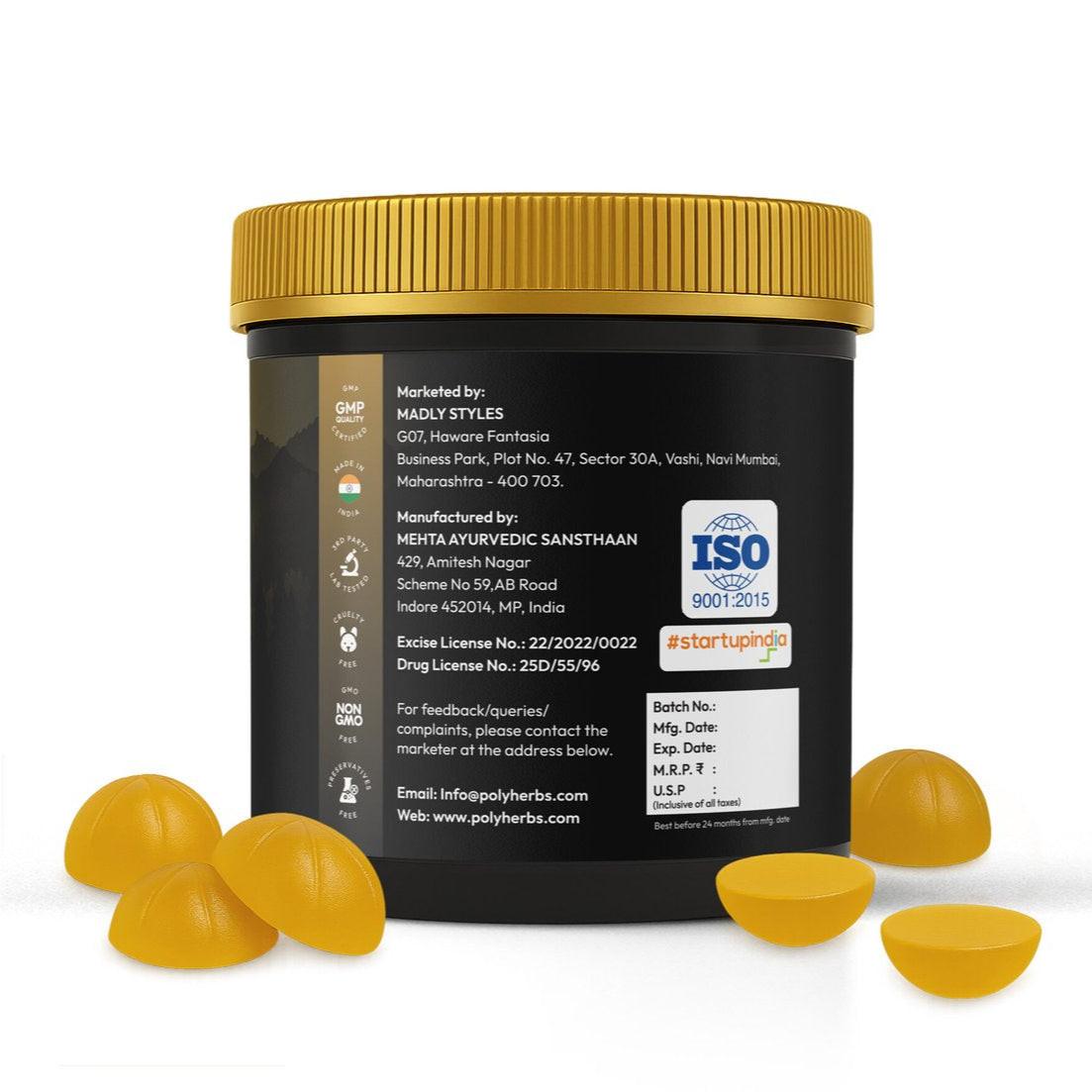 Polyherbs CHILL Golden Super Strong CBD THC Gummies 250mg Per Gummy.