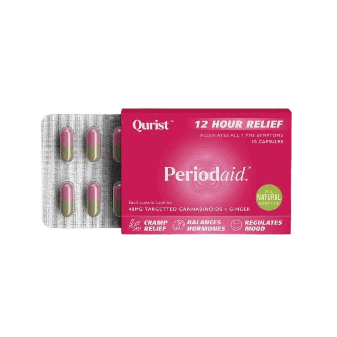 Qurist Periodaid - long-lasting pain relief and facilitates a hormonal balance to tackle all 7 PMS symptoms.