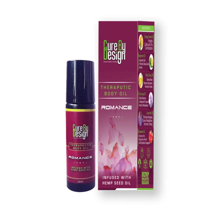 Cure By Design Therapeutic Body Oil Roll-On for Romance 10ml | Natural Aphrodisiac Blend.