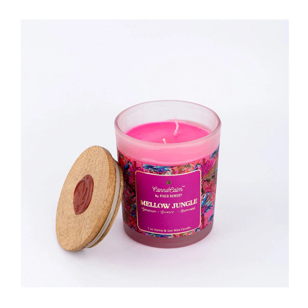 CannaCalm Mellow Jungle Hemp Pink Candle.