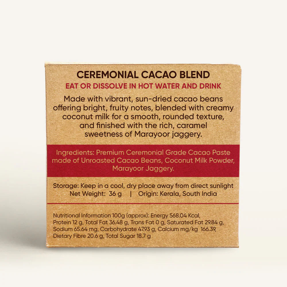 Amma Cacao Ceremonial Cacao Blend Raw Unroasted 36g (Pack of 10)