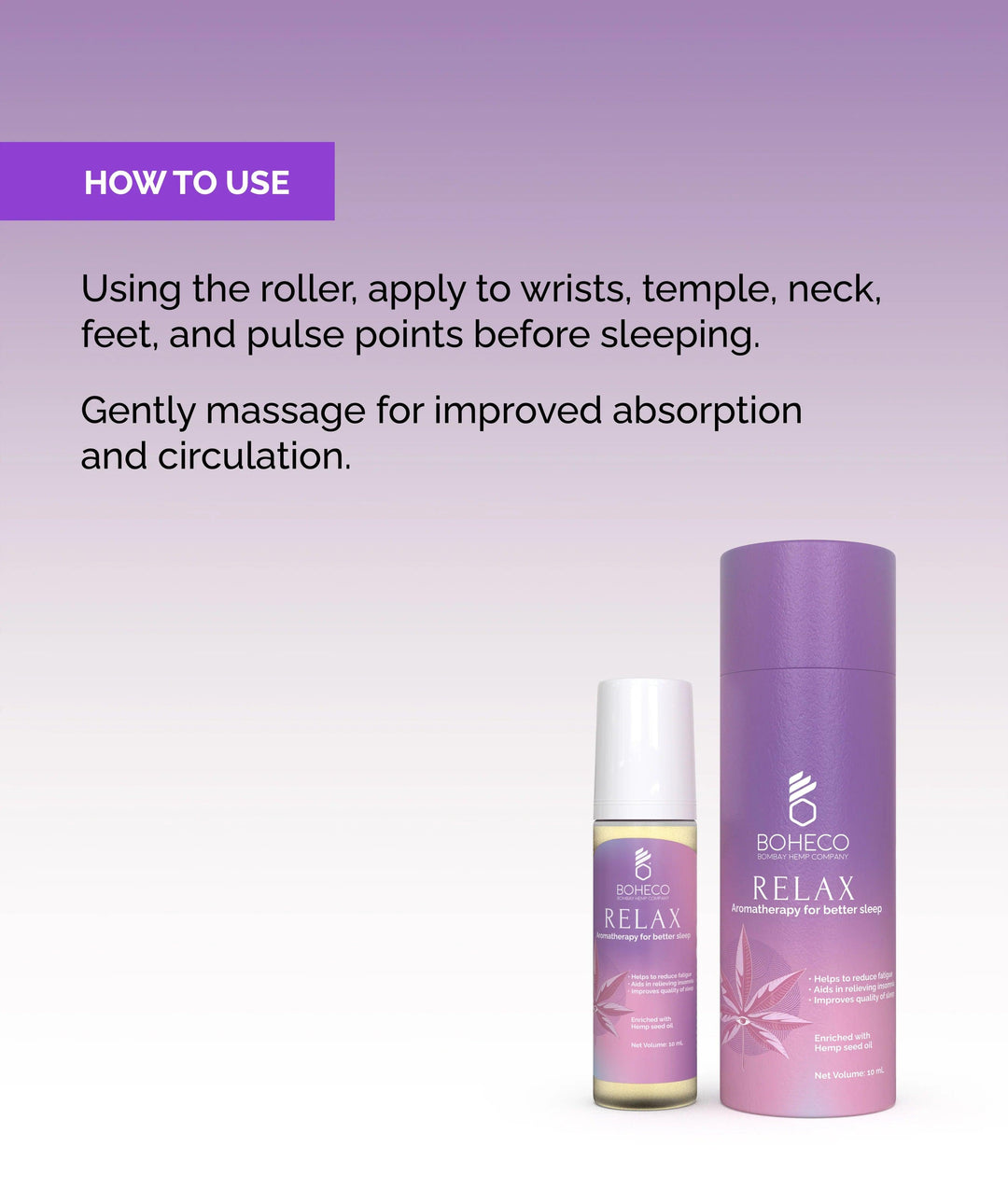 Boheco Relax Aromatherapy Roll-On for Better Sleep - 10mlCBD Roll OnBoheco Relax Roll-On - Aromatherapy for Sleep | Sleep Aid