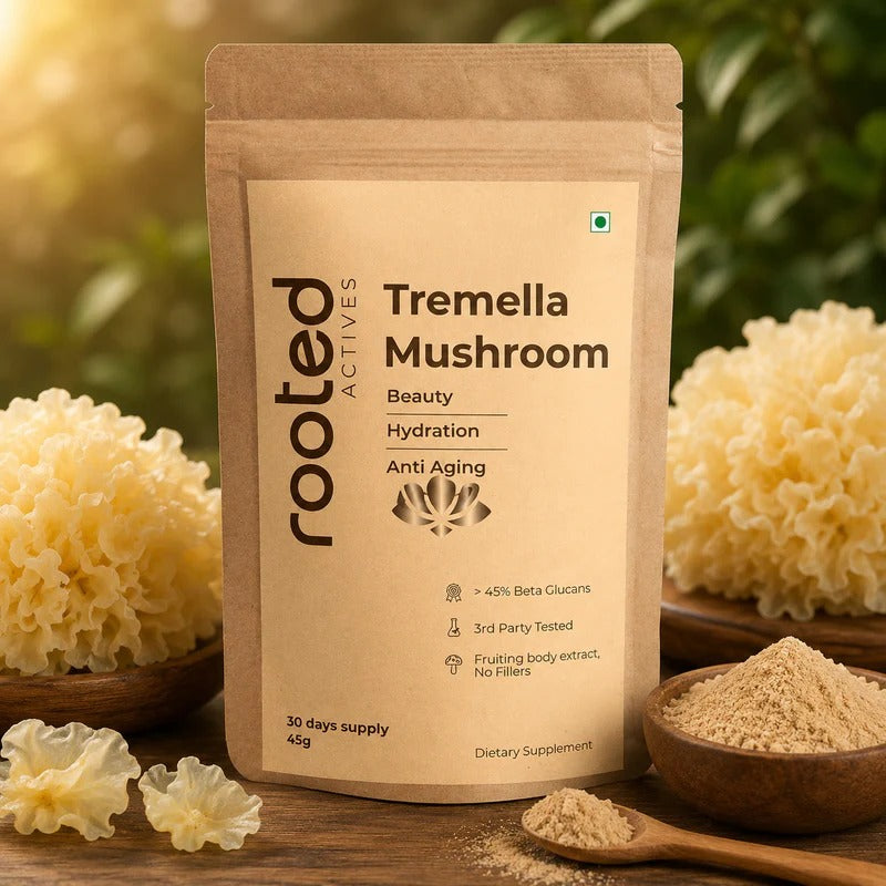 Rooted Actives Tremella Mushroom Extract Powder (45 g) | Skin Hydration & Beauty-from-Within