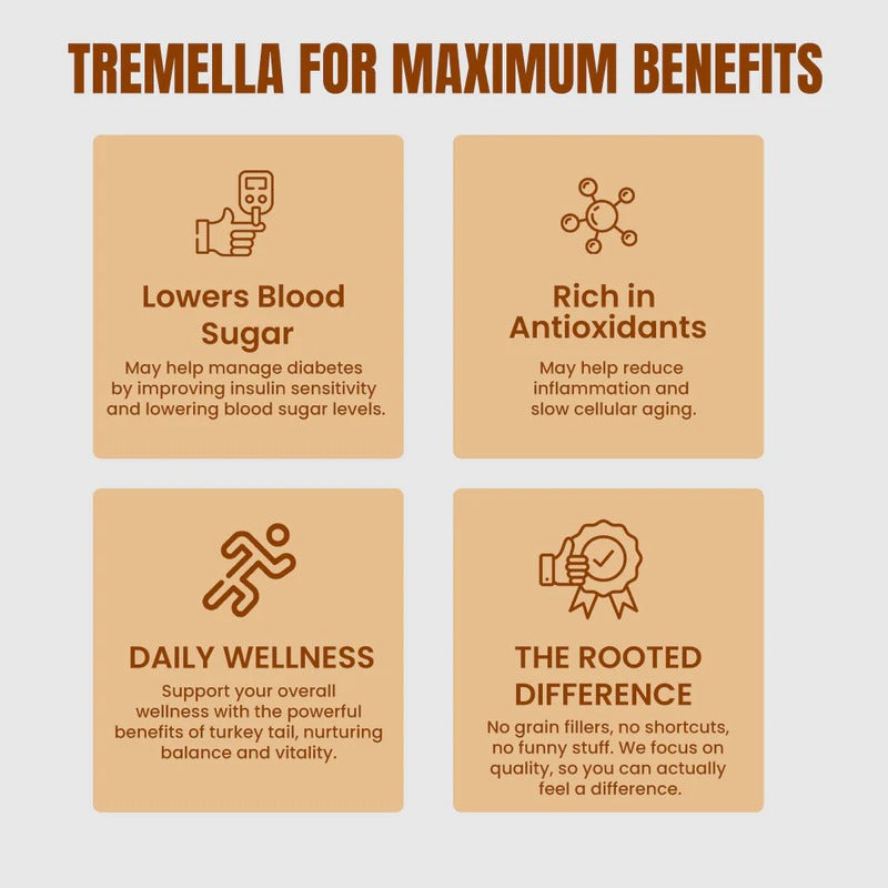Rooted Actives Tremella Mushroom Extract Powder (45 g) | Skin Hydration & Beauty-from-Within