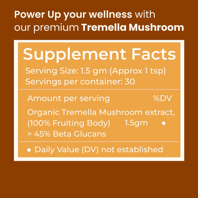 Rooted Actives Tremella Mushroom Extract Powder (45 g) | Skin Hydration & Beauty-from-Within