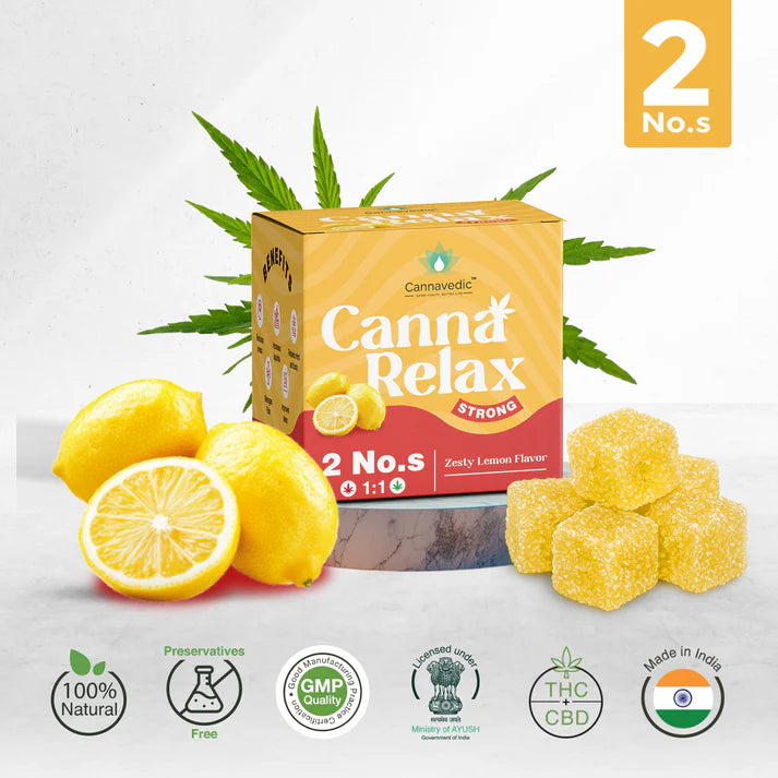 Cannavedic Canna Relax Strong Vijaya Candy | 1:1 THC:CBD Cannabis Gummies | 100mg per Gummy