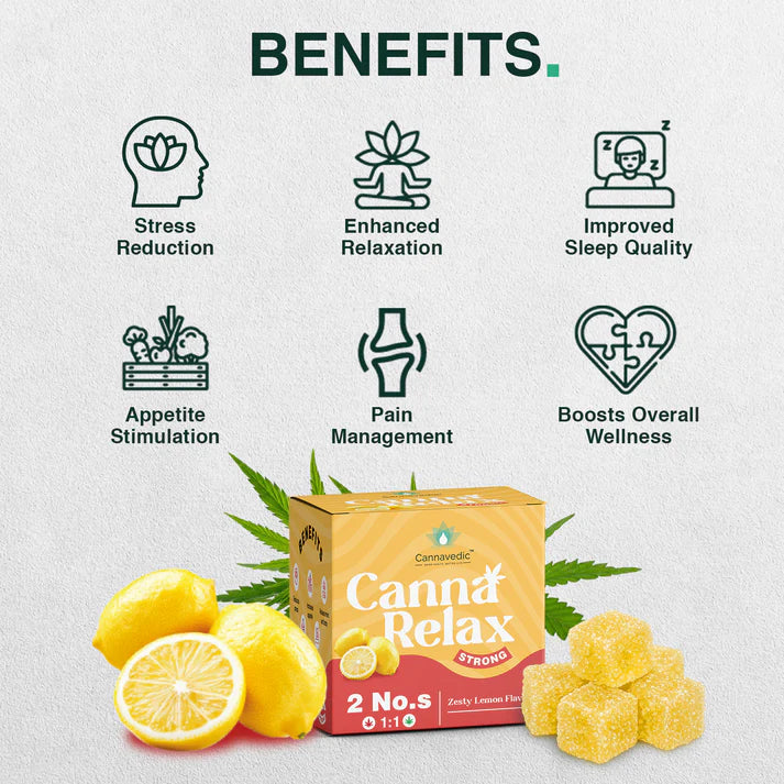 Cannavedic Canna Relax Strong Vijaya Candy | 1:1 THC:CBD Cannabis Gummies | 100mg per Gummy