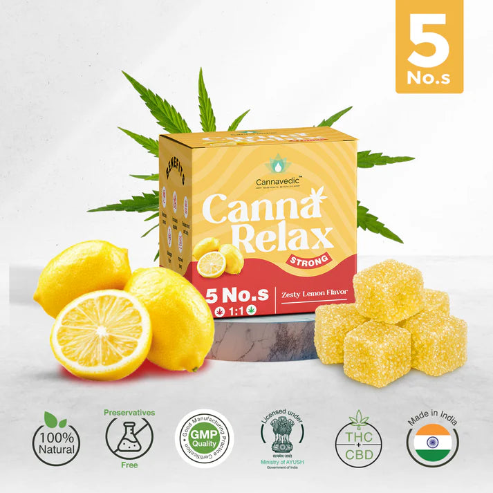 Cannavedic Canna Relax Strong Vijaya Candy | 1:1 THC:CBD Cannabis Gummies | 100mg per Gummy