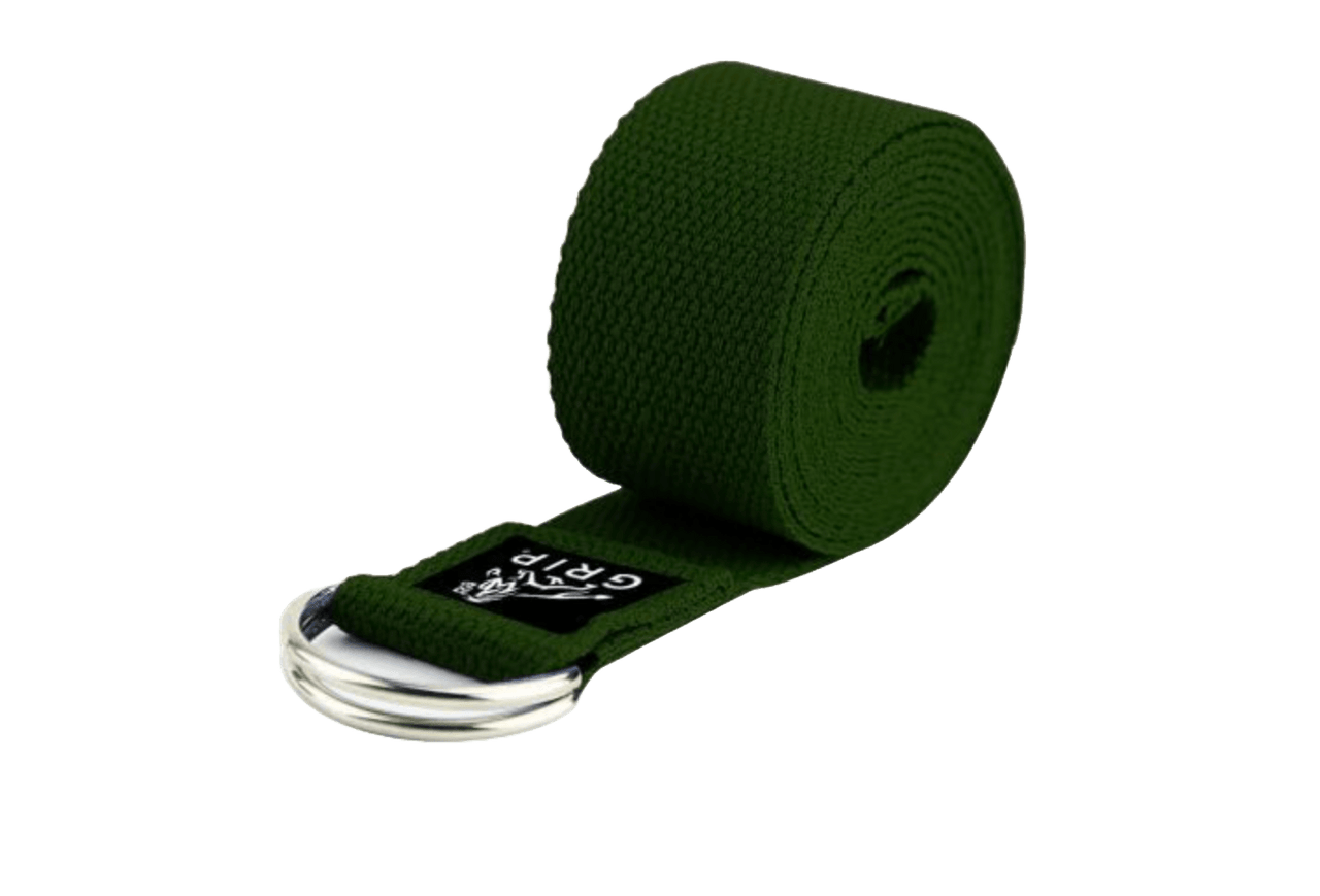 Grip Yoga Belt For Stretching, Yoga, Pilates, Gym, Physical Fitness To Gain Flexibility & Achieve Difficult Poses | 2.5 Meter Premium Cotton | Eco Friendly | Easy To Use | Durable | Green Color