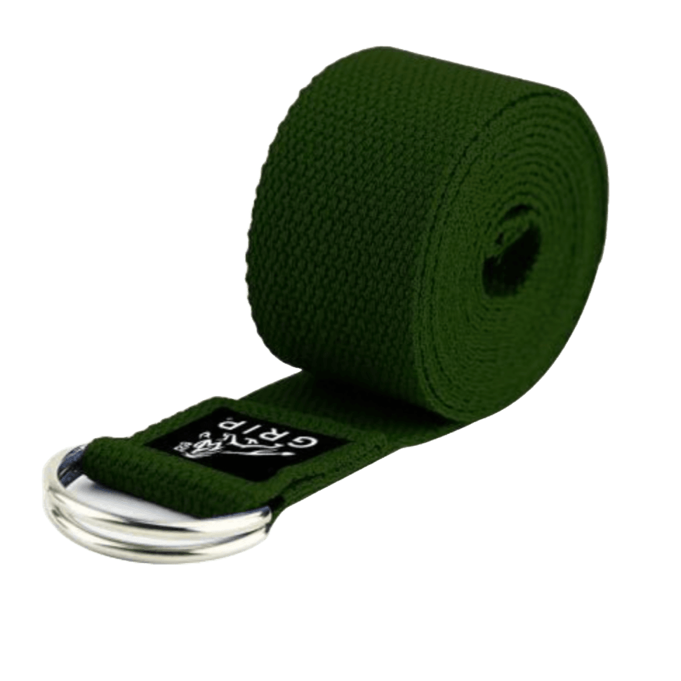 Grip Yoga Belt For Stretching, Yoga, Pilates, Gym, Physical Fitness To Gain Flexibility & Achieve Difficult Poses | 2.5 Meter Premium Cotton | Eco Friendly | Easy To Use | Durable | Green Color.