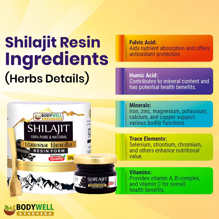 Bodywell Ayurveda - Pure Himalayan Shilajit Resin | Immunity, Strength, Stamina, Energy, Vitality |20g