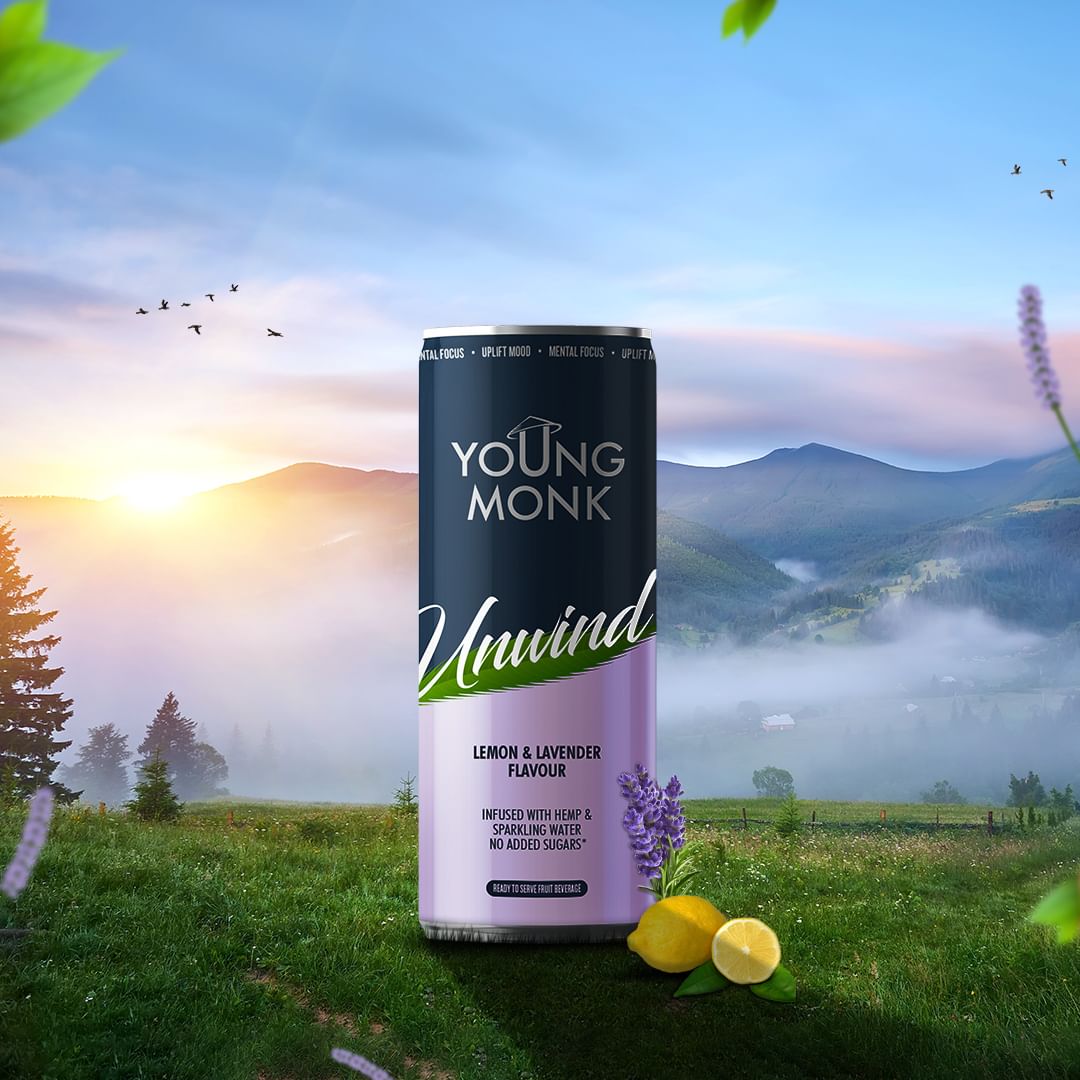 Young Monk Calmness Drink- Herbs, Hemp, Zero added Sugar (Pack Of 4)