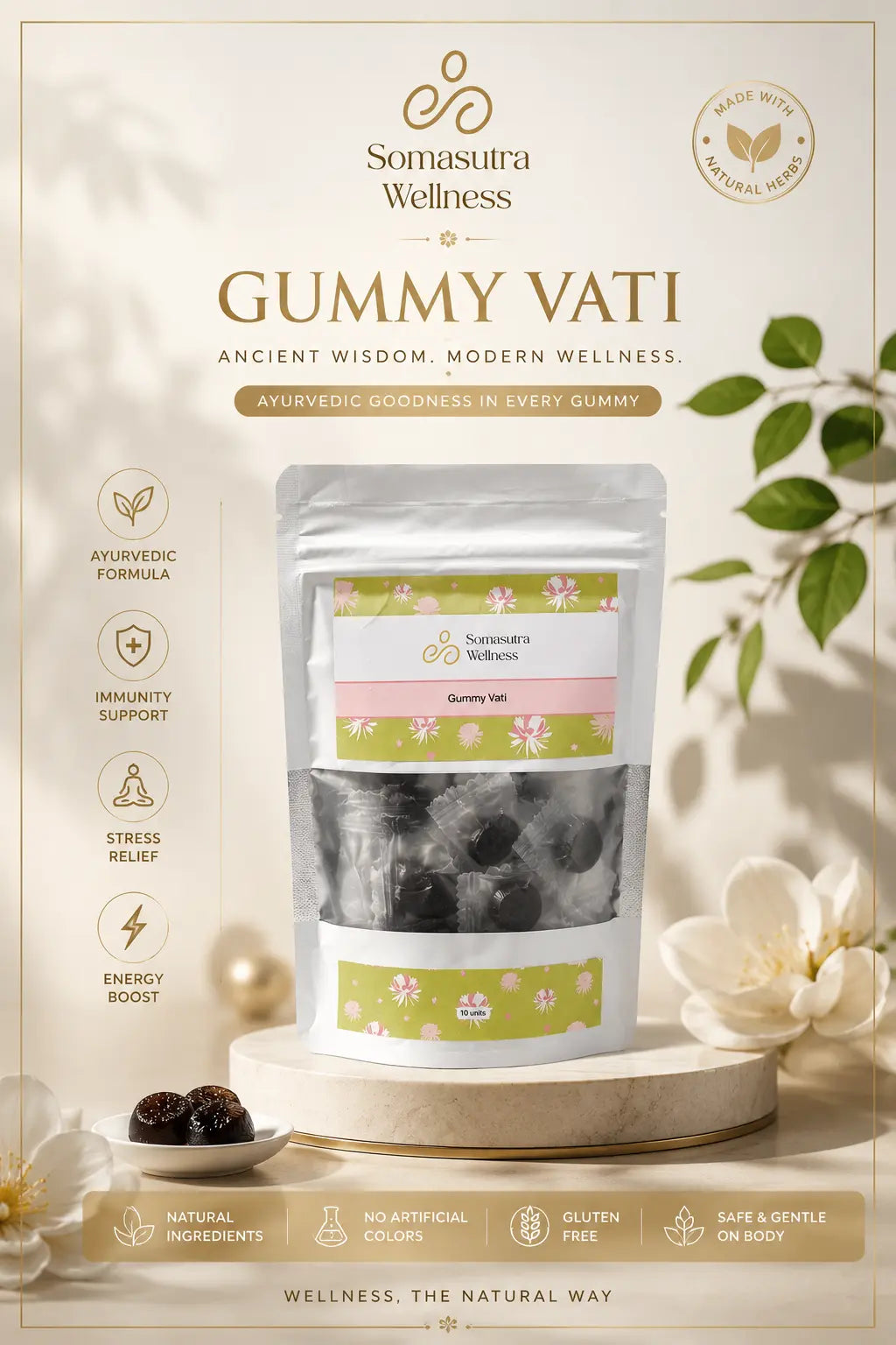 Soma Sutra Vijaya Leaf Extract Gummy Vati –2500mg Medical Cannabis Gummies for Sleep, Stress & Pain Relief