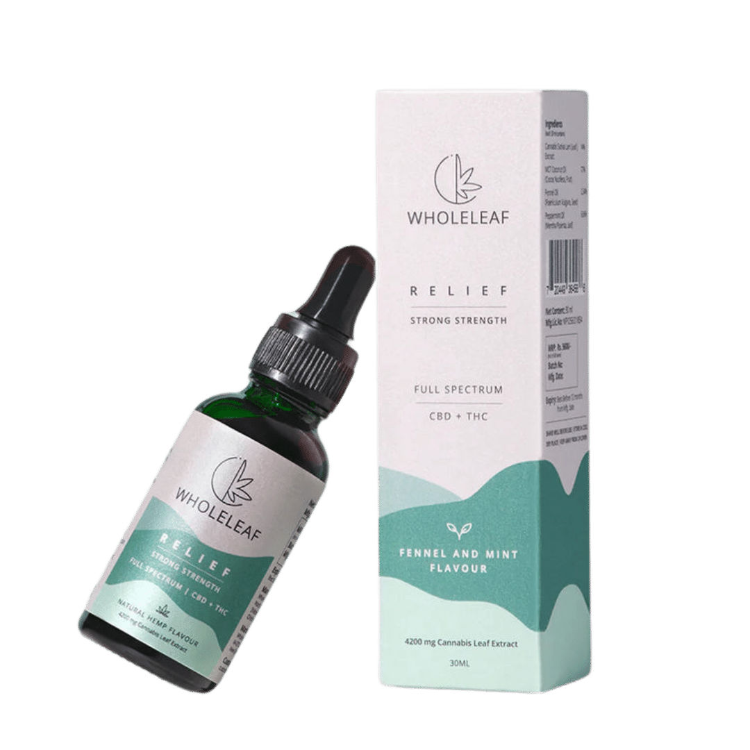 Wholeleaf- Relief Strong Strength Cannabis Oil (THC Dominant)  Natural Flavour