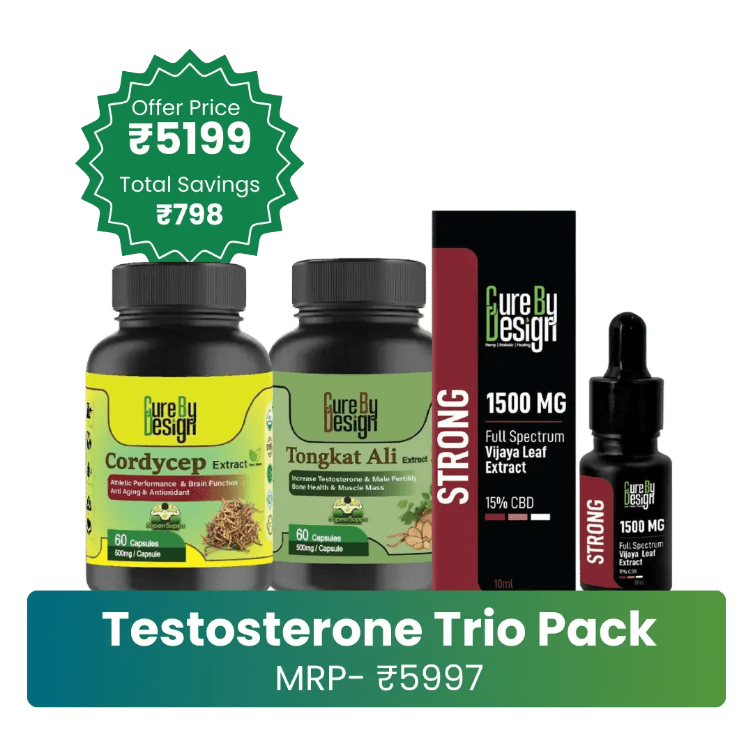 Cure By Design- Testosterone Trio PackHealth Care ProductsTestosterone Boost Pack | Tongkat Ali, Cordyceps, CBD