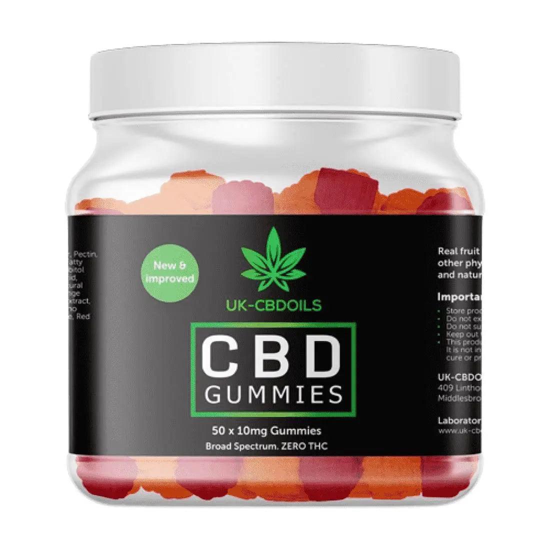 UK-CBDOILS CBD gummies, 50 pieces at 10mg CBD each