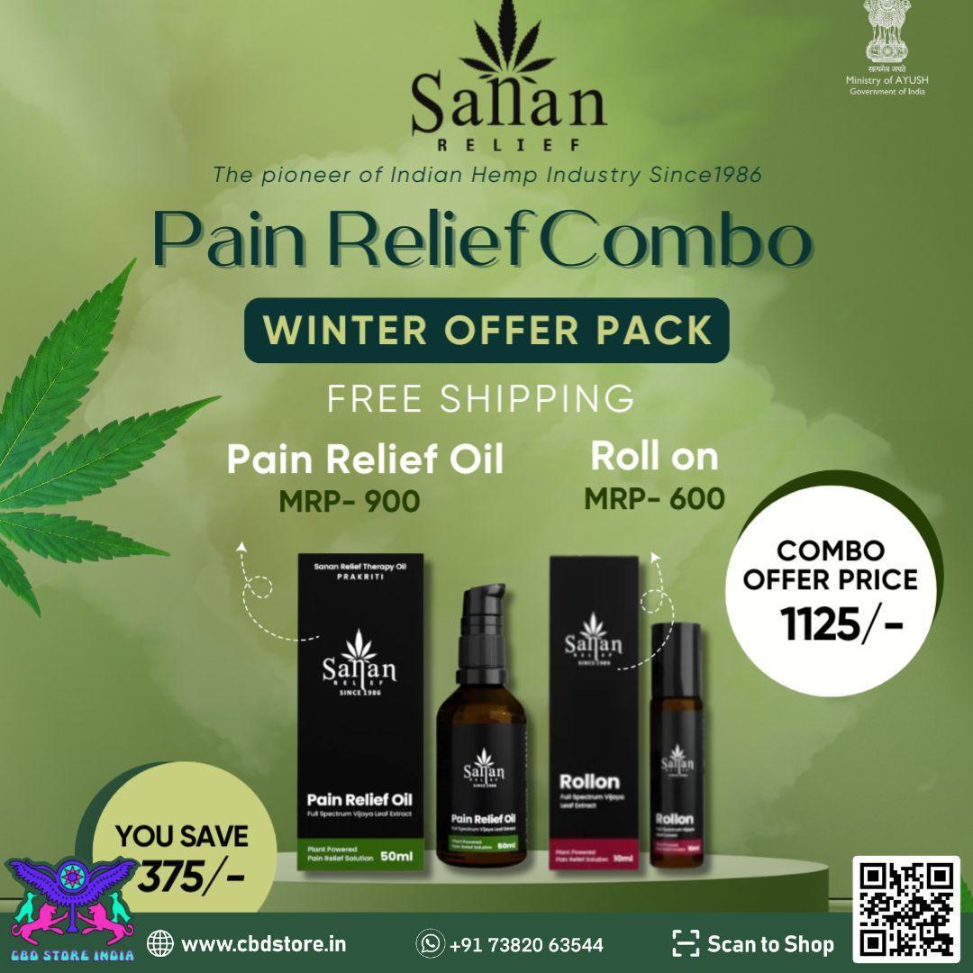 Sanan Relief- Canna Pain Relief Combo | Pain Relief Oil & Roll-On.