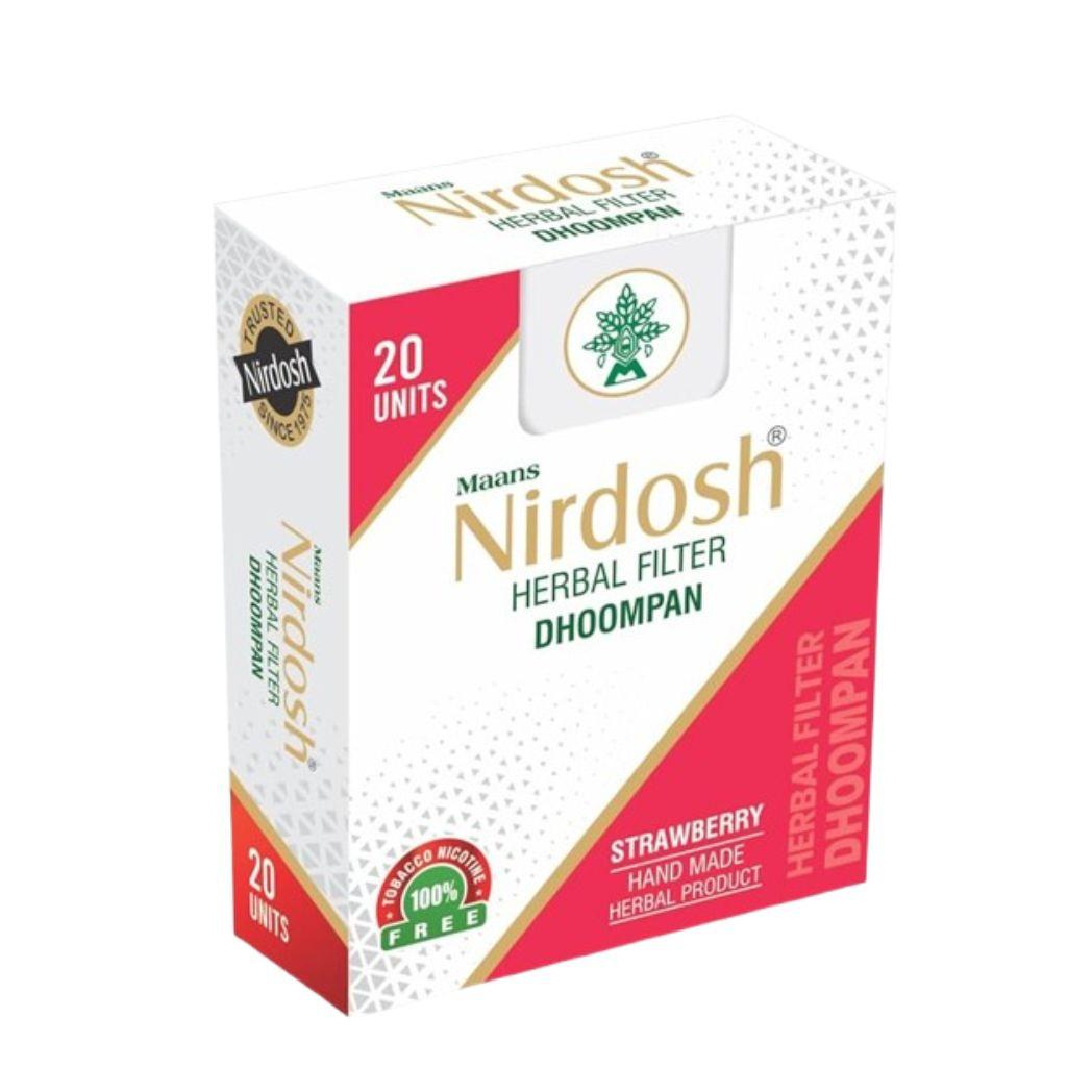 Nirdosh Herbals Strawberry | 100% Natural, Tobacco & Nicotine-Free | Herbal Cigarettes (20 Units).
