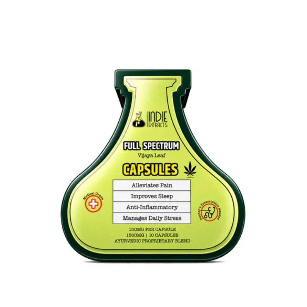 Indie Extracts Full Spectrum Vijaya Leaf Capsules 1500mg (150mg per Capsule) | Pack of 10 Capsules