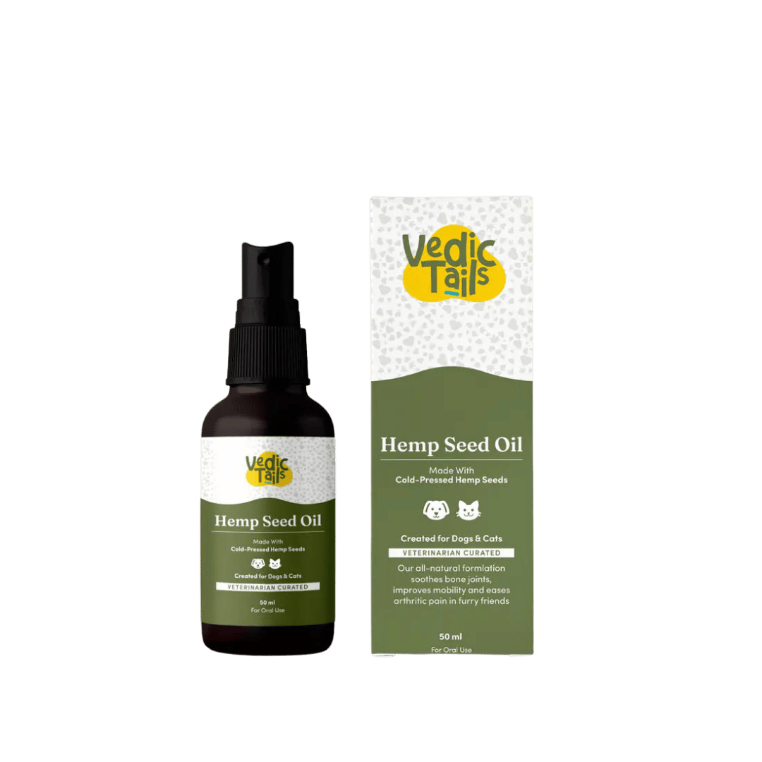 Vedic Tails Hemp Seed Oil for Dogs Cats 50ml | Topical, Oral.