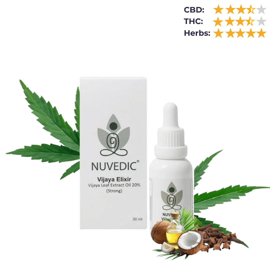 Nuvedic Vijaya Elixir 20% (Strong) | Ayurvedic Cannabis Leaf Extract for Stress, Pain & Sleep.