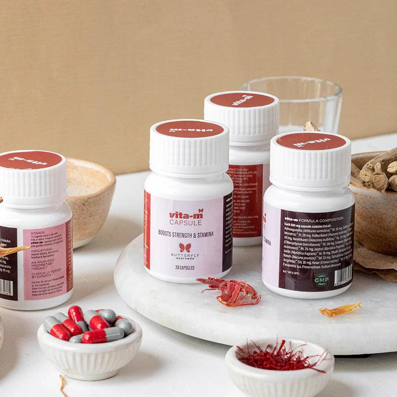 Butterfly Ayurveda Vita-M Capsules For Men.