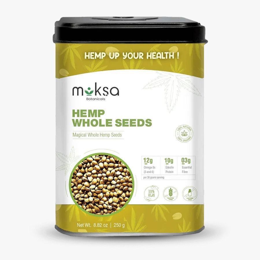 Moksa Botanicals Hemp Whole Seeds.