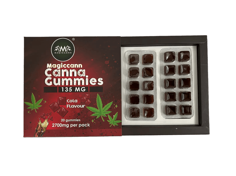 Magiccann Canna Gummies - Cannabis infused gummies 135MG Extra Strong -Cola Flavor.