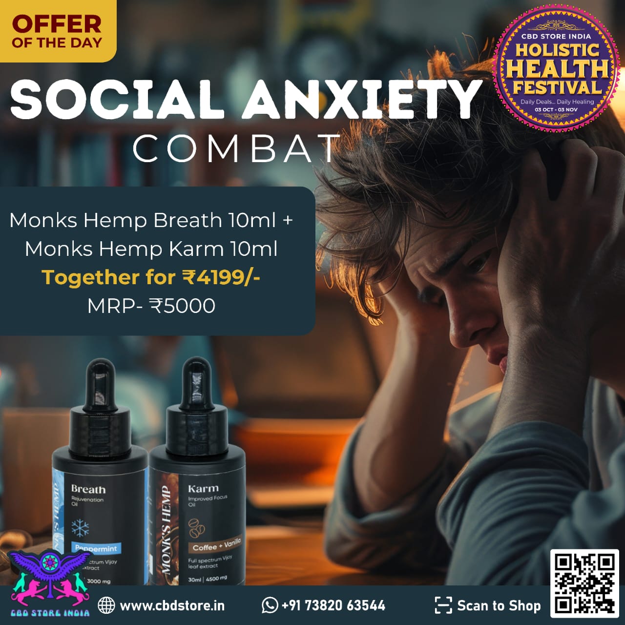 Monks Hemp- Social Anxiety Combat - CBD Store India