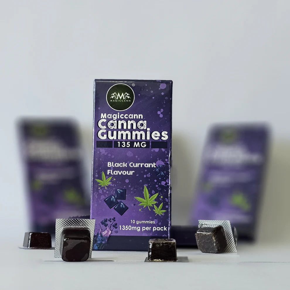 Magiccann Canna Gummies – Black currant Premium Cannabis infused gummies, Extra Strong : 1350Mg (10 x 135mg).