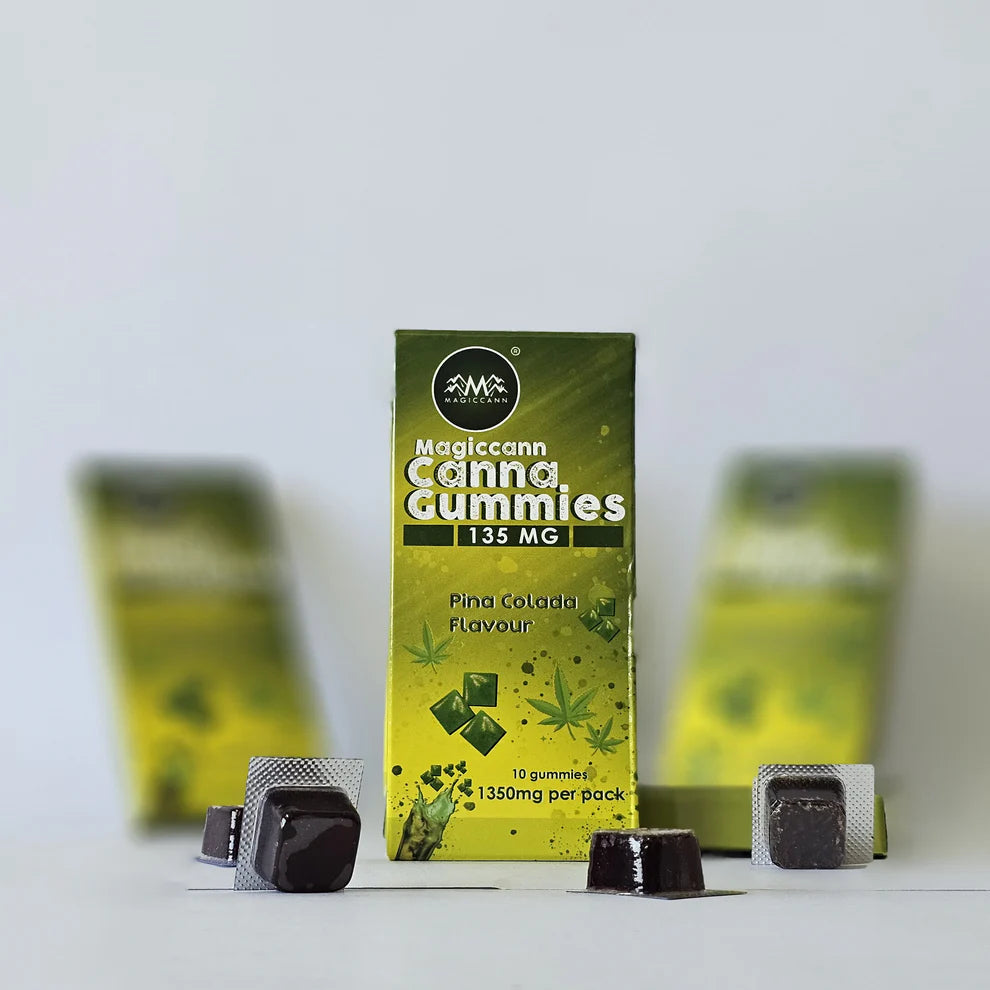 Magiccann Canna Gummies – Pina colada Premium Cannabis infused gummies, Extra Strong : 1350Mg (10 x 135mg).