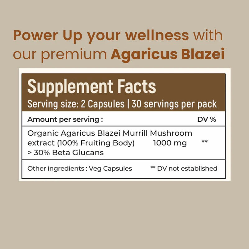 Rooted Actives Organic Agaricus Blazei (ABM) Mushroom Extract Capsules - King of Mushrooms | Everyday Wellness