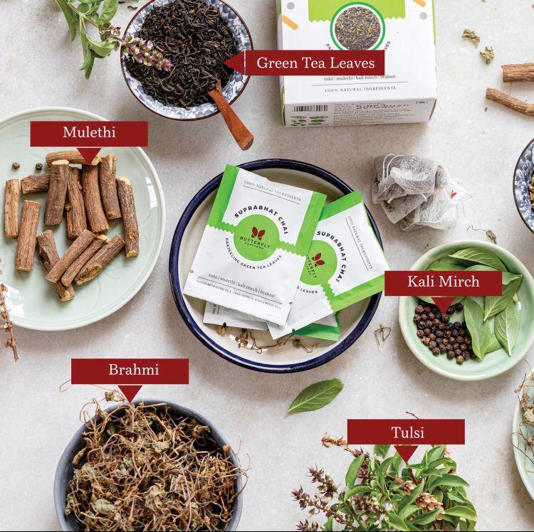 Butterfly Ayurveda- Shubh Saanjh Chai | Vata Balancing Green TeaTea & InfusionsVata Balancing Mint Green Tea - Shubh Saanjh Chai | Digestive Evening Brew