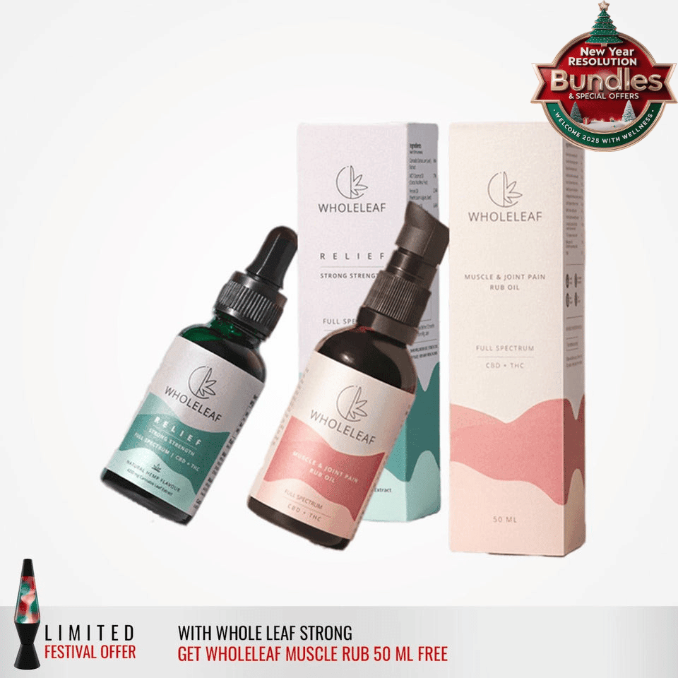 Wholeleaf- Relief Strong Strength Cannabis Oil + Free Muscle & Joint Pain Rub Oil.