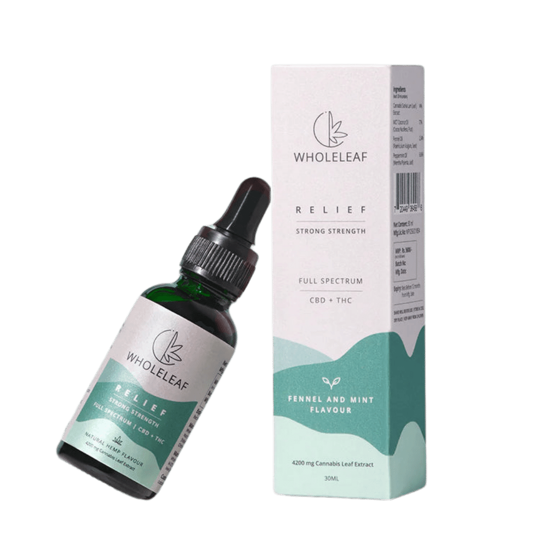 Wholeleaf- Relief Strong Strength Cannabis Oil (THC Dominant)  Natural Flavour.