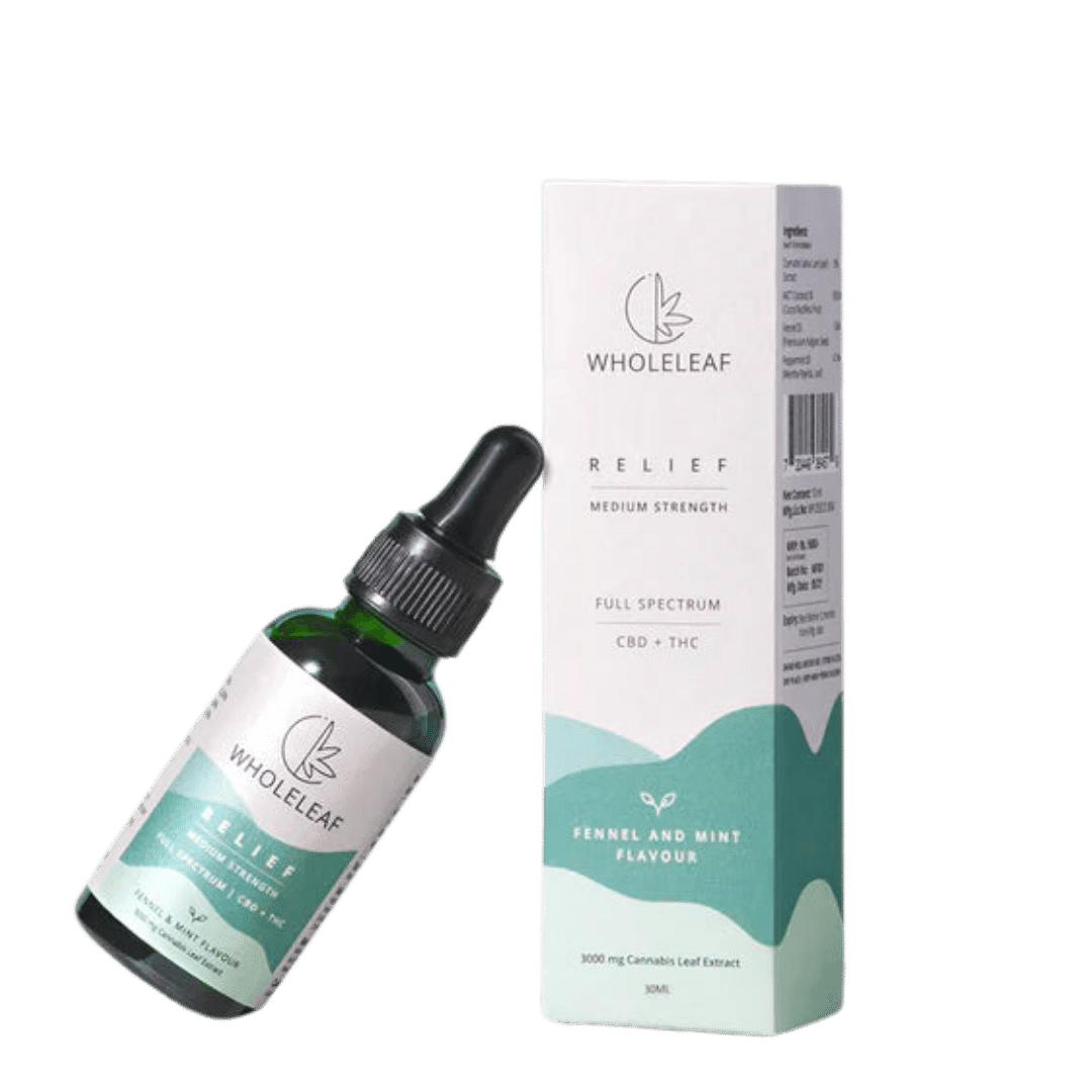 Wholeleaf Relief Medium Strength Cannabis Oil (THC Dominant) Natural Flavour.