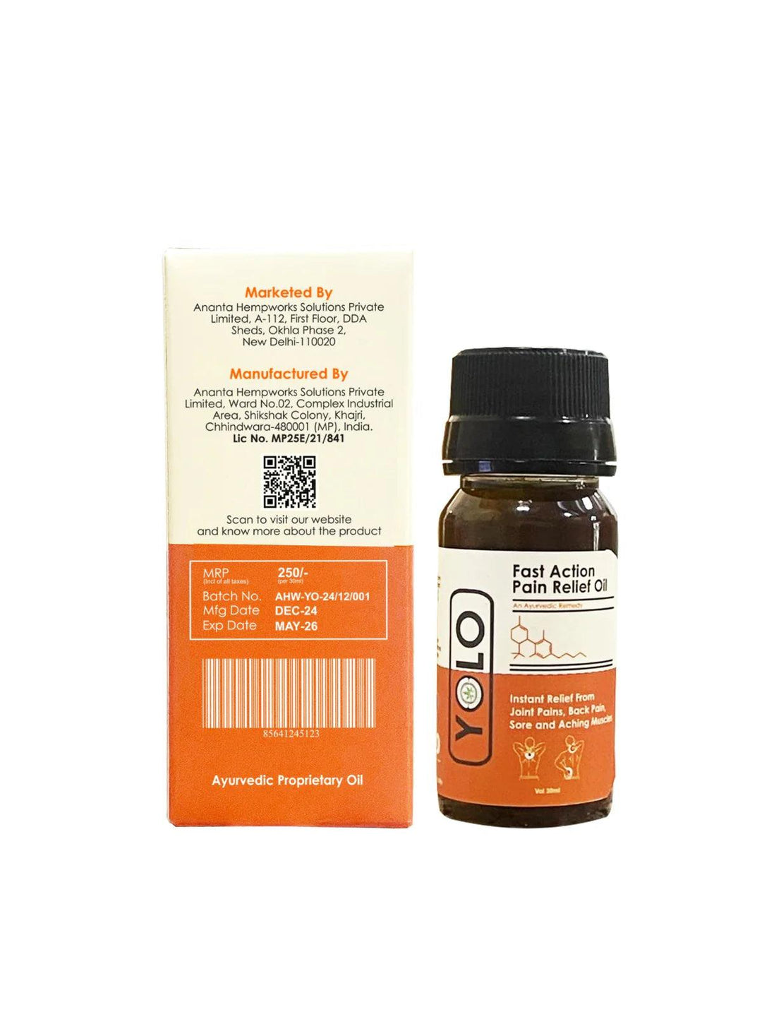 Yolo Fast Action Pain Relief Oil 30ml (Topical)Massage OilYolo Pain Relief Oil - Ayurvedic Relief | Fast Action 30ml