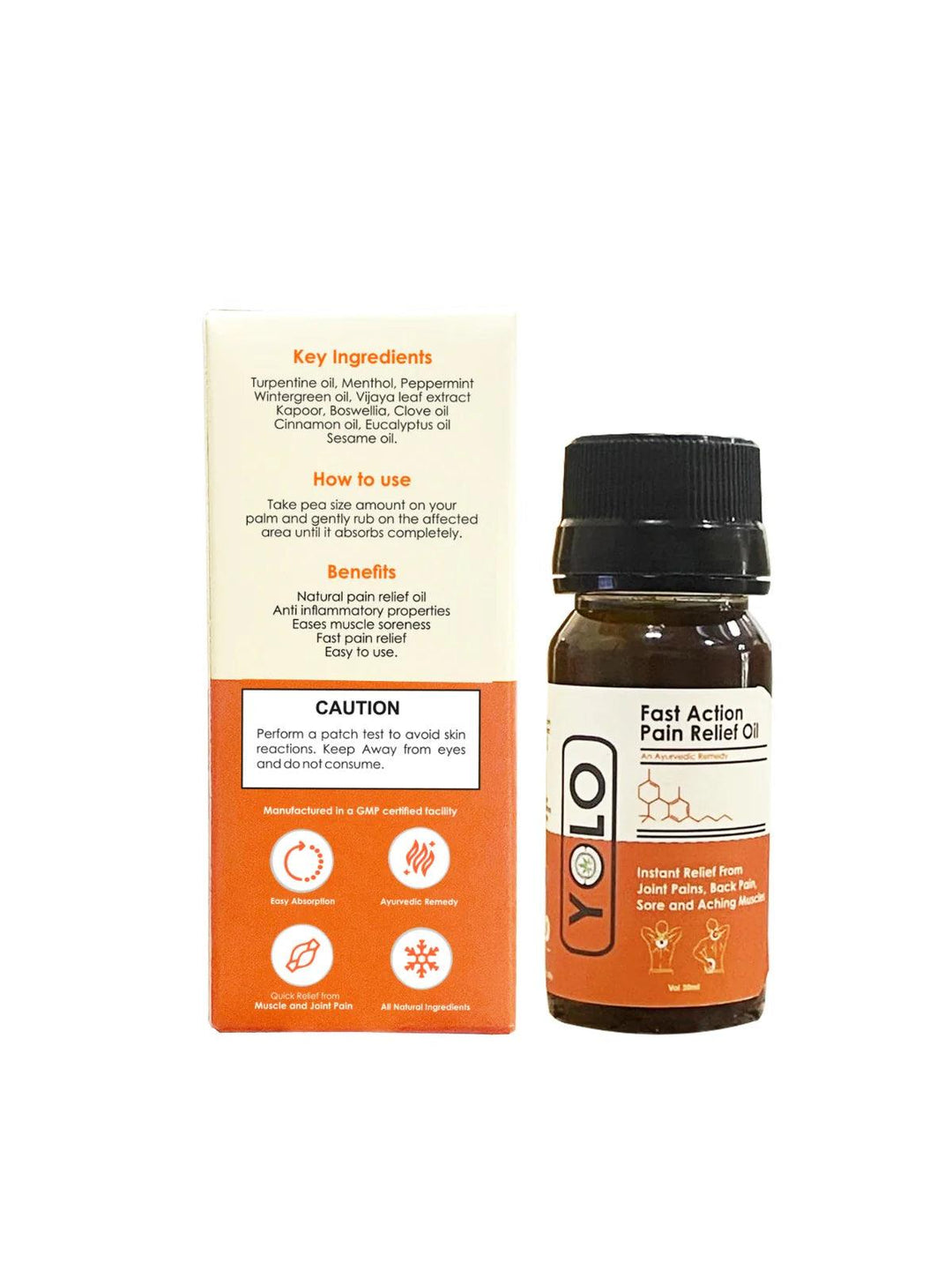 Yolo Fast Action Pain Relief Oil 30ml (Topical)Massage OilYolo Pain Relief Oil - Ayurvedic Relief | Fast Action 30ml