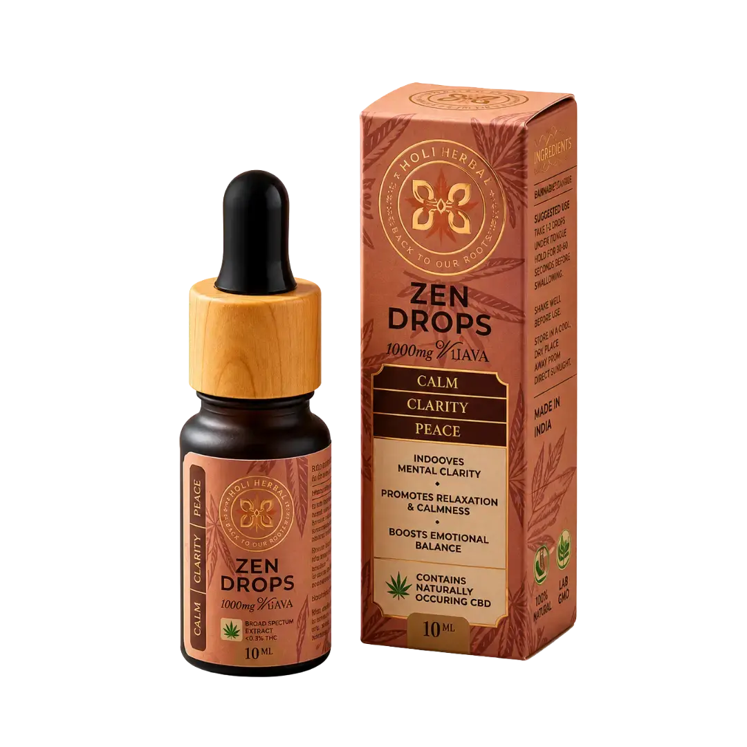 Zen Drops – Ayurvedic Vijaya Mental Wellness & Clarity Tincture | 1000mg Full-Spectrum Cannabis Leaf Extract