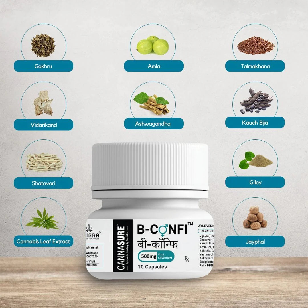 Cannasure | B-Confi Cannabis Extract Capsule | 500MG Full Spectrum Vijaya Leaf Extract CapsuleCannabis capsuleB-Confi Cannabis Extract Capsule - 500MG Vijaya | Benefits